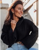 Rollkragenpullover mit verlängerten Ärmeln, schwarz 321110 – Online-Shop – Boutique